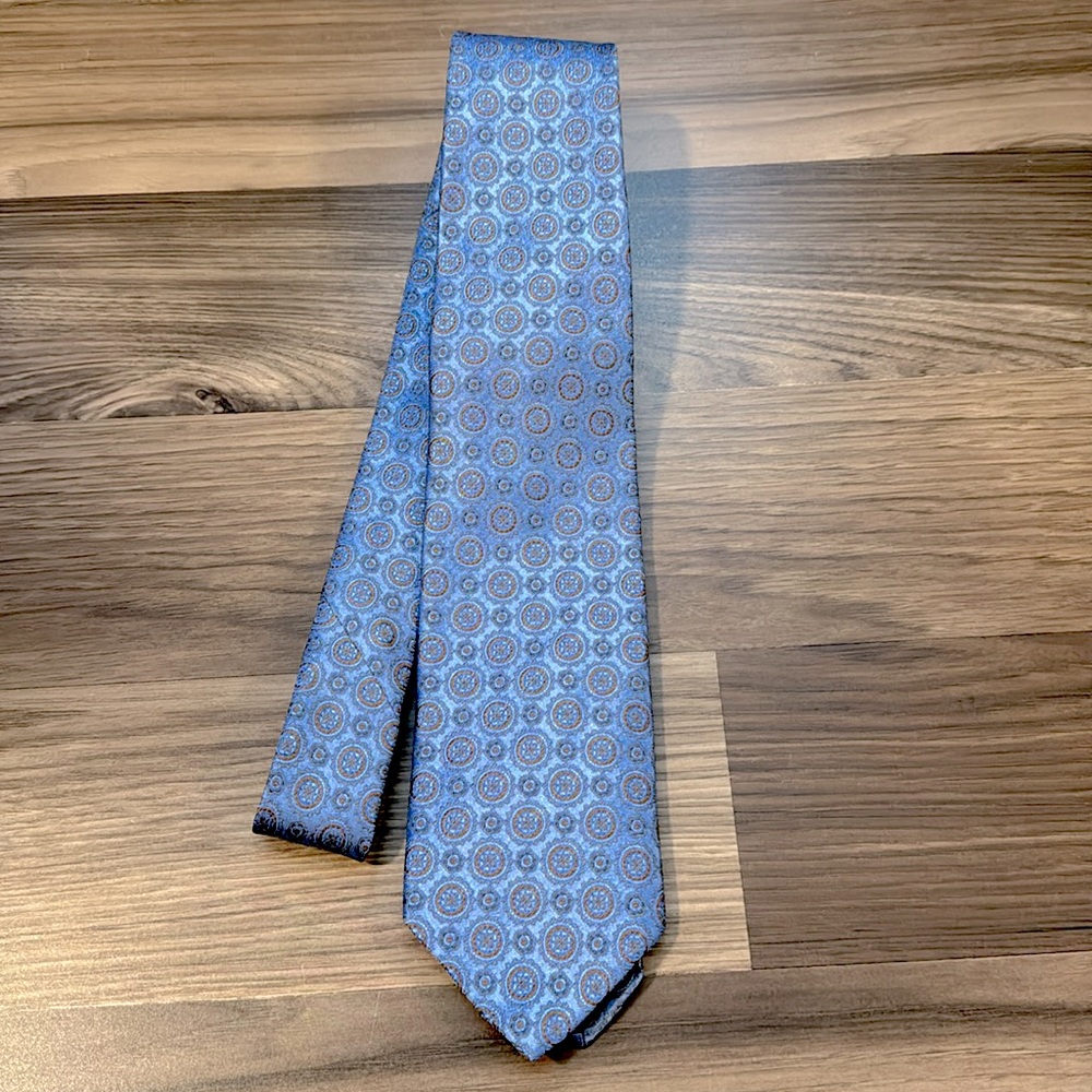 Brooks Brothers Silk Ice Blue Brown Textured Geometric Tie NWT